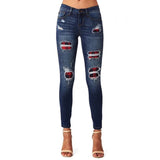 Ripped Patch Skinny Stretch Pencil Pants