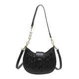 Pure Color Pu Geometric Embroidery Thread Underarm Bag