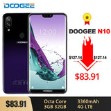 DOOGEE N10 Mobile Phone 19:9 Display 16MP Front Camera Octa-Core Dual SIM 3GB 32GB 5.84'' FHD+ 3360mAh Android 8.1 4G LTE Phone