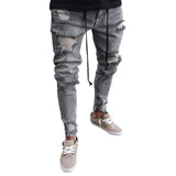 HEFLASHOR Men Stretchy Ripped Skinny Biker Embroidery Print Slim Fit Jeans Destroyed Hole Taped Denim Scratched High Quality