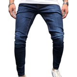 HEFLASHOR Men Stretchy Ripped Skinny Biker Embroidery Print Slim Fit Jeans Destroyed Hole Taped Denim Scratched High Quality