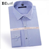 Light Blue Striped French Cufflink Men Shirt Long Sleeved Shirt Male Social Business Dress Work Men Business Shirts  Formal 4XL
