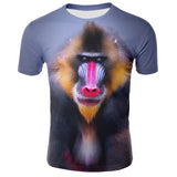 Men Animal T shirt 3D Printed Monkey Tshirt Short Sleeve Round Casual Tops Tees Male Funny Animal Streetwear 2XS-4XL