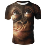Men Animal T shirt 3D Printed Monkey Tshirt Short Sleeve Round Casual Tops Tees Male Funny Animal Streetwear 2XS-4XL