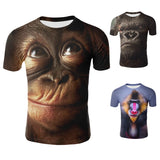 Men Animal T shirt 3D Printed Monkey Tshirt Short Sleeve Round Casual Tops Tees Male Funny Animal Streetwear 2XS-4XL