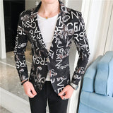 New Men Blazer Luxury Flowers Allover Printing Prom Suit Blazers Single Button Party Male Nightclub Slim Fit Wedding Suit Jacket