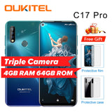 OUKITEL C17 Pro 6.35" 19:9 Android 9.0 Mobile Phone MT6763 Octa Core 4G RAM 64G ROM Fingerprint 3900mAh Triple Camera Sma