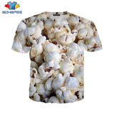 Popcorn T Shirt Summer New Men Women Corn Sweatshirt 3D Print Food Short Sleeve Hip Hop Streetwear Tops O Neck Pullover C021