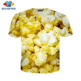 Popcorn T Shirt Summer New Men Women Corn Sweatshirt 3D Print Food Short Sleeve Hip Hop Streetwear Tops O Neck Pullover C021
