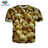 Popcorn T Shirt Summer New Men Women Corn Sweatshirt 3D Print Food Short Sleeve Hip Hop Streetwear Tops O Neck Pullover C021
