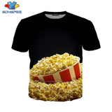 Popcorn T Shirt Summer New Men Women Corn Sweatshirt 3D Print Food Short Sleeve Hip Hop Streetwear Tops O Neck Pullover C021