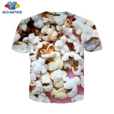 Popcorn T Shirt Summer New Men Women Corn Sweatshirt 3D Print Food Short Sleeve Hip Hop Streetwear Tops O Neck Pullover C021