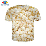 Popcorn T Shirt Summer New Men Women Corn Sweatshirt 3D Print Food Short Sleeve Hip Hop Streetwear Tops O Neck Pullover C021