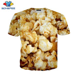 Popcorn T Shirt Summer New Men Women Corn Sweatshirt 3D Print Food Short Sleeve Hip Hop Streetwear Tops O Neck Pullover C021