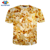 Popcorn T Shirt Summer New Men Women Corn Sweatshirt 3D Print Food Short Sleeve Hip Hop Streetwear Tops O Neck Pullover C021