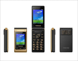 Tkexun Free Case Dual Screen Touch 2.8" Display Dual Answer Blacklist Quick Dial SOS Call Large Key Flashlight Flip Mobile Phone