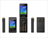 Tkexun Free Case Dual Screen Touch 2.8" Display Dual Answer Blacklist Quick Dial SOS Call Large Key Flashlight Flip Mobile Phone