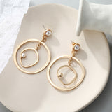 Temperament Simple Pearl Double Circle All-Match Earrings