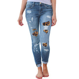 Ripped Patch Skinny Stretch Pencil Pants