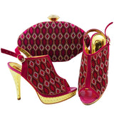 Black High Quality Italian Matching Lady Shoes and Bag Material With PU Nigerian Shoes and Bags Set for Party Women Shoe and Bag