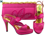 Fuchsia New Arrival Italian Design Ladies Shoes and Bag Set With Wedding Shoes and Bags for Women Nigeria Bag and Shoe Set