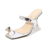 Transparent Rhinestones Set-toed High-heeled Sandals