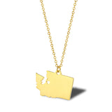 United States of America Washington State Map Stainless Steel Necklace