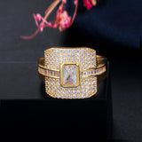 Real Gold Plating Inlaid Zircon Full Diamond Ring