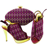 Black High Quality Italian Matching Lady Shoes and Bag Material With PU Nigerian Shoes and Bags Set for Party Women Shoe and Bag