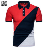 Men's Summer Short-sleeved Shirt, POLO, Stitching Color, Manches courtes pour hommes