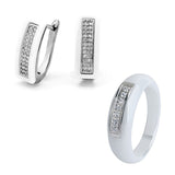 Elegant Style Engagement Jewelry Sets Cubic Zircon for Women Never Lose Color Ceramic  Bridal Wedding Earrings Sets With Rings
