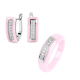 Elegant Style Engagement Jewelry Sets Cubic Zircon for Women Never Lose Color Ceramic  Bridal Wedding Earrings Sets With Rings