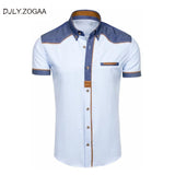 ZOGAA Men's Shirts Fashion Denim Short Sleeve Formal Shirts Man Casual Summer Clothing Tops Slim Cotton Plus Size Male Shirts