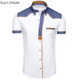 ZOGAA Men's Shirts Fashion Denim Short Sleeve Formal Shirts Man Casual Summer Clothing Tops Slim Cotton Plus Size Male Shirts