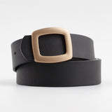 2020 Wide Leather Waist Strap Belt Women Black White Pink high quality Gold Square Pin Metal Buckle belts Female Belts for Jeans