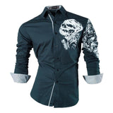 Sportrendy Men's Shirt Dress Casual Long Sleeve Slim Fit Fashion Dragon Stylish JZS041