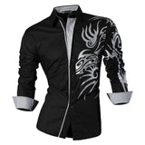 Sportrendy Men's Shirt Dress Casual Long Sleeve Slim Fit Fashion Dragon Stylish JZS041
