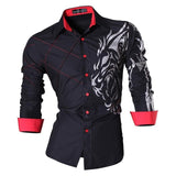 Sportrendy Men's Shirt Dress Casual Long Sleeve Slim Fit Fashion Dragon Stylish JZS041