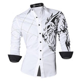 Sportrendy Men's Shirt Dress Casual Long Sleeve Slim Fit Fashion Dragon Stylish JZS041