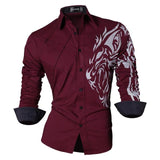 Sportrendy Men's Shirt Dress Casual Long Sleeve Slim Fit Fashion Dragon Stylish JZS041