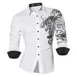 Sportrendy Men's Shirt Dress Casual Long Sleeve Slim Fit Fashion Dragon Stylish JZS041