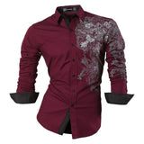 Sportrendy Men's Shirt Dress Casual Long Sleeve Slim Fit Fashion Dragon Stylish JZS041