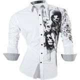 Sportrendy Men's Shirt Dress Casual Long Sleeve Slim Fit Fashion Dragon Stylish JZS041