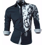 Sportrendy Men's Shirt Dress Casual Long Sleeve Slim Fit Fashion Dragon Stylish JZS041