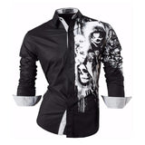 Sportrendy Men's Shirt Dress Casual Long Sleeve Slim Fit Fashion Dragon Stylish JZS041