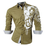Sportrendy Men's Shirt Dress Casual Long Sleeve Slim Fit Fashion Dragon Stylish JZS041