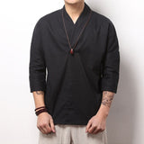 NaranjaSabor 2020 New Summer Spring Fashion Mens Kimono Shirts  Loose Seven-quarter Sleeve Shirt Men Blouse Brand Clothing N569