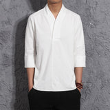 NaranjaSabor 2020 New Summer Spring Fashion Mens Kimono Shirts  Loose Seven-quarter Sleeve Shirt Men Blouse Brand Clothing N569