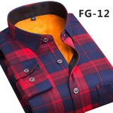 Aoliwen Winter warm shirt plus velvet thickening fashion print plaid shirt long sleeve men's brand shirt dress shirt sizeL-5XL