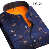 Aoliwen Winter warm shirt plus velvet thickening fashion print plaid shirt long sleeve men's brand shirt dress shirt sizeL-5XL
